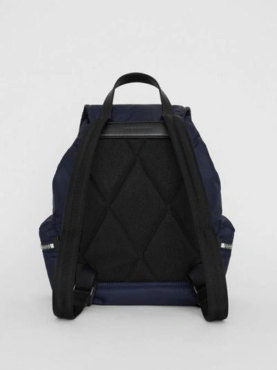 Shop Burberry The Medium Rucksack In Puffer Nylon And Leather In Ink Blue