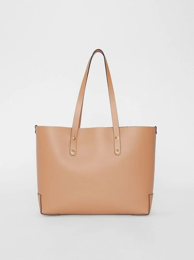 Shop Burberry Small Embossed Crest Leather Tote In Light Camel