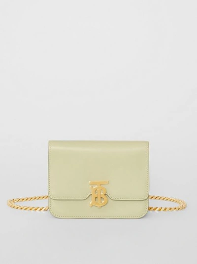 Shop Burberry Belted Leather Tb Bag In Pale Sage