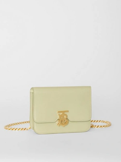 Shop Burberry Belted Leather Tb Bag In Pale Sage