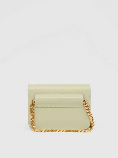 Shop Burberry Belted Leather Tb Bag In Pale Sage