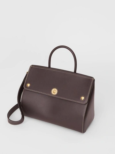 Shop Burberry Small Leather Elizabeth Bag In Coffee