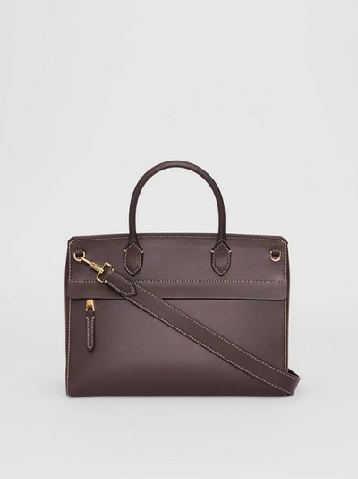 Shop Burberry Small Leather Elizabeth Bag In Coffee