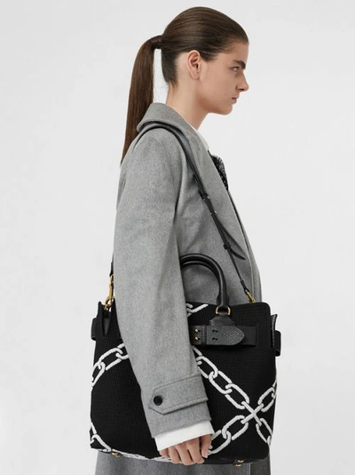 Shop Burberry The Medium Knitted Link Belt Bag In Black