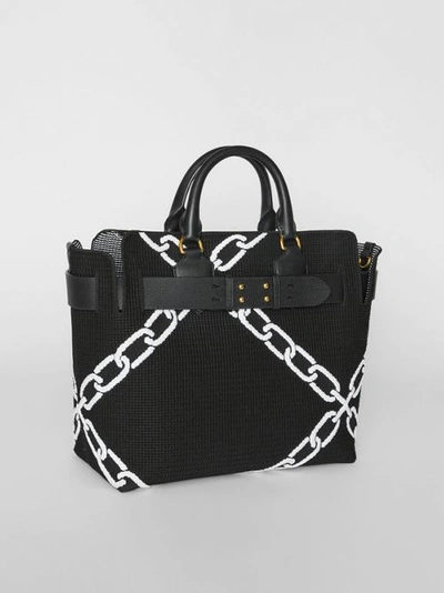 Shop Burberry The Medium Knitted Link Belt Bag In Black