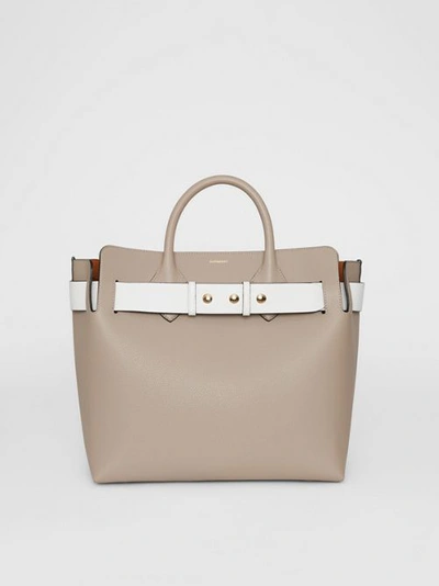 Shop Burberry The Medium Tri-tone Leather Triple Stud Belt Bag In Mineral Grey