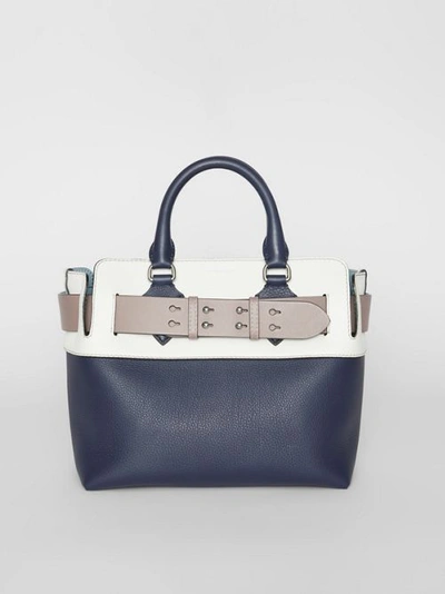Shop Burberry The Small Quadri-tone Leather Belt Bag In Regency Blue/chalk White