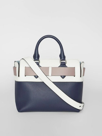 Shop Burberry The Small Quadri-tone Leather Belt Bag In Regency Blue/chalk White