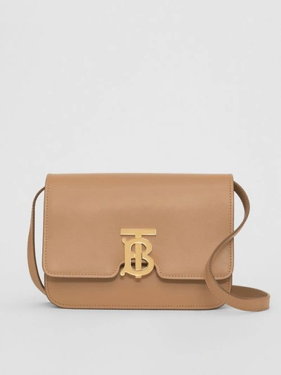 Shop Burberry Small Leather Tb Bag In Light Camel