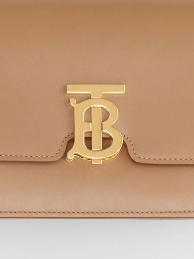 Shop Burberry Small Leather Tb Bag In Light Camel