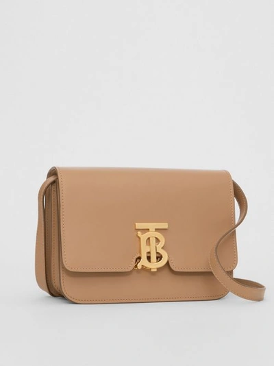 Shop Burberry Small Leather Tb Bag In Light Camel
