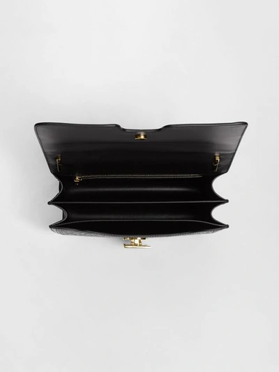 Shop Burberry Medium Monogram Leather Tb Bag In Black