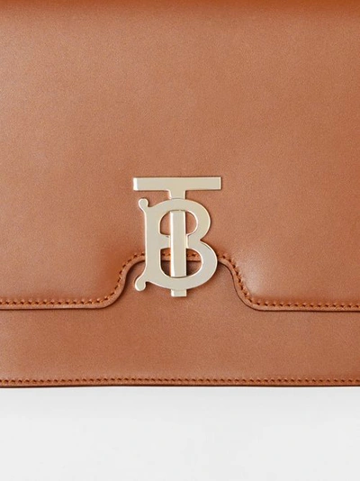 Shop Burberry Medium Leather Tb Bag In Malt Brown