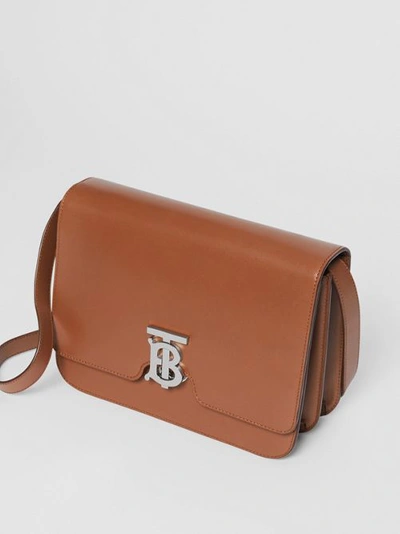 Shop Burberry Medium Leather Tb Bag In Malt Brown