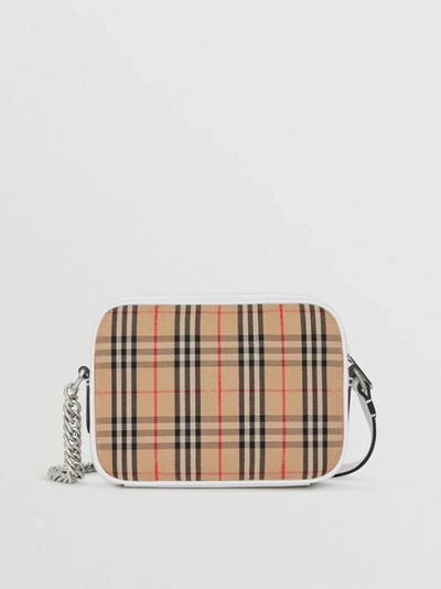 Shop Burberry The 1983 Check Link Camera Bag In Chalk White