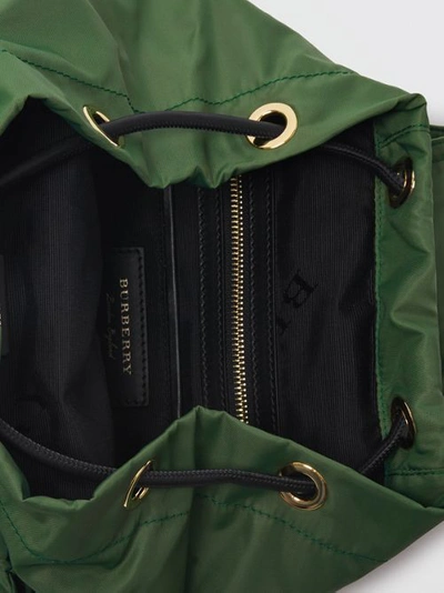 Shop Burberry The Medium Rucksack In Technical Nylon And Leather In Racing Green