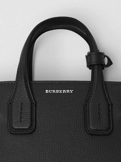 Shop Burberry The Baby Banner In Leather And Vintage Check In Black