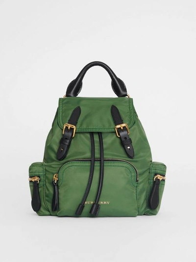 Shop Burberry The Small Crossbody Rucksack In Nylon In Racing Green