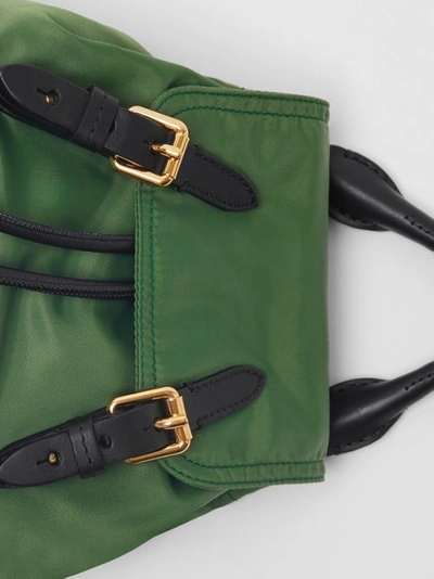 Shop Burberry The Small Crossbody Rucksack In Nylon In Racing Green