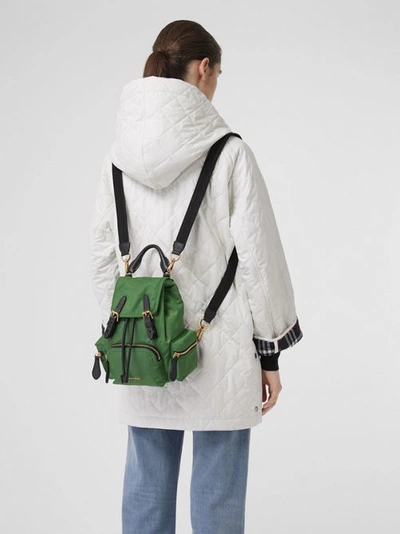 Shop Burberry The Small Crossbody Rucksack In Nylon In Racing Green