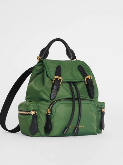 Shop Burberry The Small Crossbody Rucksack In Nylon In Racing Green