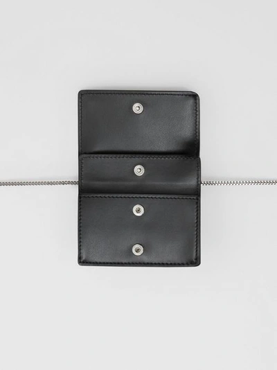 Shop Burberry Embellished Leather Card Case With Detachable Strap In Black
