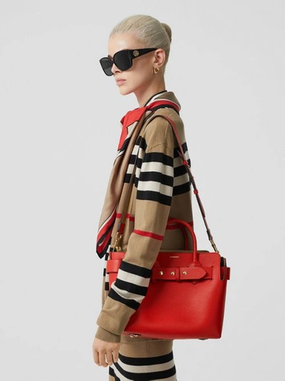 Shop Burberry The Small Leather Triple Stud Belt Bag In Bright Military Red