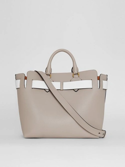 Shop Burberry The Medium Leather Belt Bag In Mineral Grey