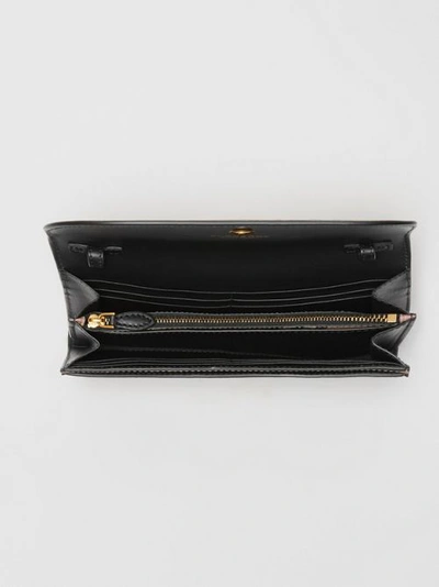 Shop Burberry Detachable Strap Vintage Check Leather Wallet In Black