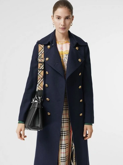 Shop Burberry The Small Banner In Leather And Vintage Check In Black