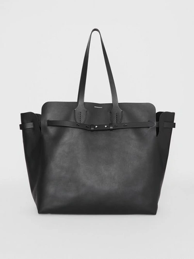 Shop Burberry The Large Soft Leather Belt Bag In Black