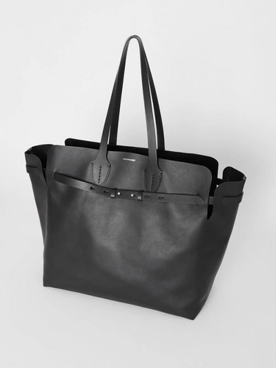 Shop Burberry The Large Soft Leather Belt Bag In Black