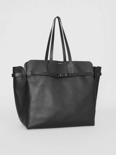 Shop Burberry The Large Soft Leather Belt Bag In Black