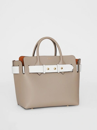 Shop Burberry The Small Tri-tone Leather Triple Stud Belt Bag In Mineral Grey