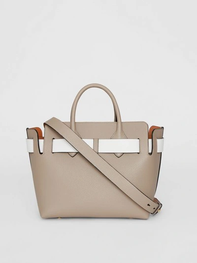 Shop Burberry The Small Tri-tone Leather Triple Stud Belt Bag In Mineral Grey