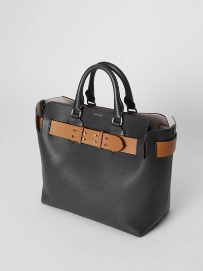 Shop Burberry The Medium Leather Belt Bag In Black/tan