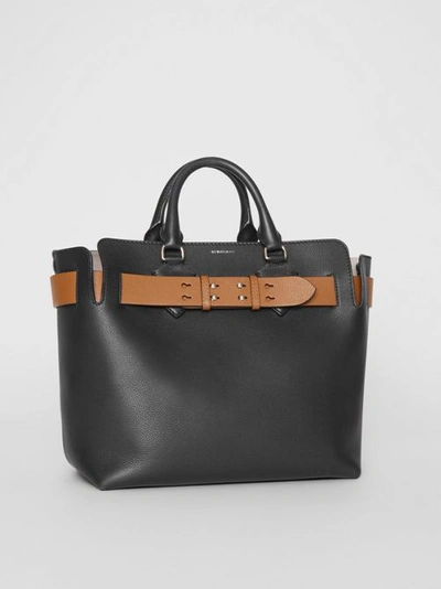Shop Burberry The Medium Leather Belt Bag In Black/tan