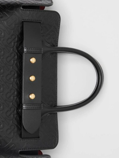 Shop Burberry The Small Monogram Leather Triple Stud Belt Bag In Black