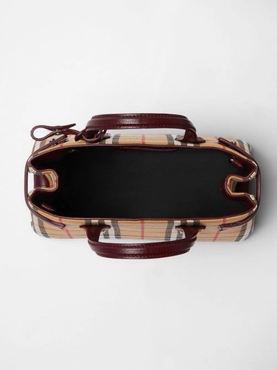 Burberry small banner in top vintage check handbag deep claret