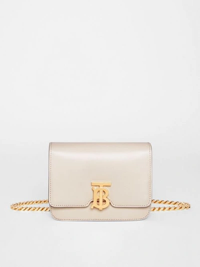Shop Burberry Belted Leather Tb Bag In Vanilla