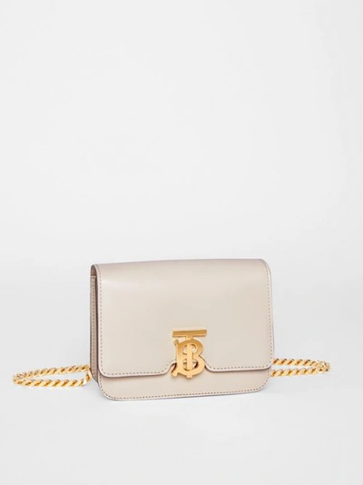 Shop Burberry Belted Leather Tb Bag In Vanilla