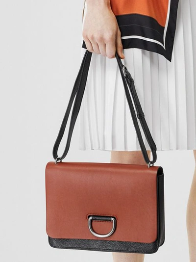 Shop Burberry The Medium Leather D-ring Bag In Tan/black