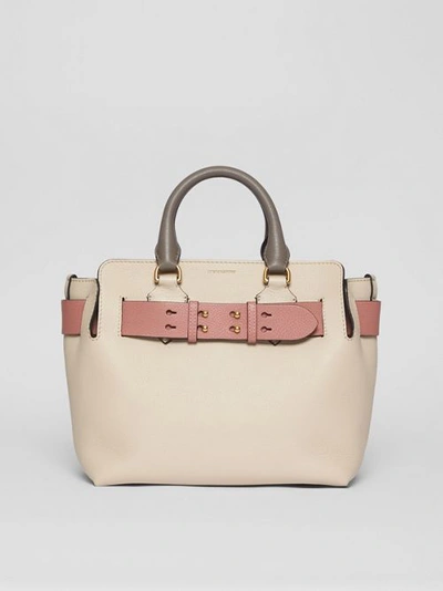 Shop Burberry The Small Tri-tone Leather Belt Bag In Limestone/dusty Rose