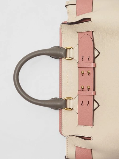 Shop Burberry The Small Tri-tone Leather Belt Bag In Limestone/dusty Rose