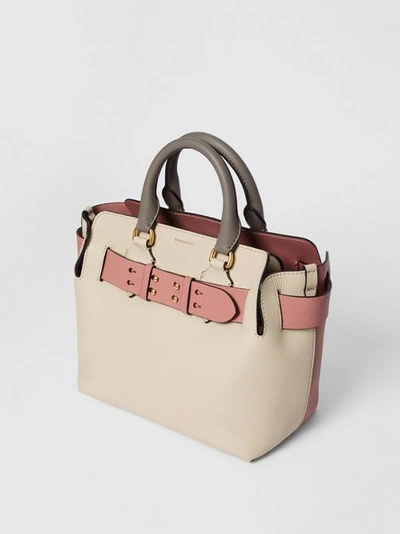 Shop Burberry The Small Tri-tone Leather Belt Bag In Limestone/dusty Rose