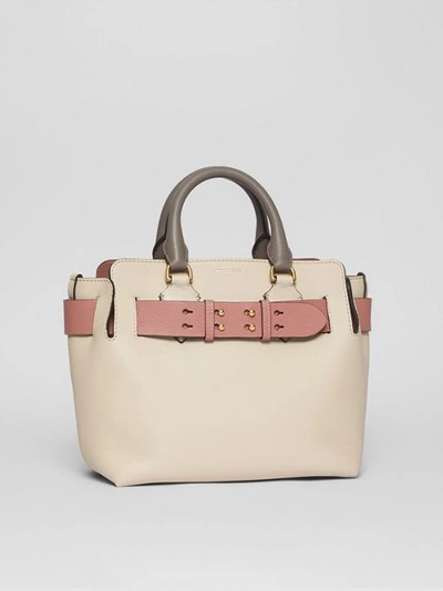 Shop Burberry The Small Tri-tone Leather Belt Bag In Limestone/dusty Rose