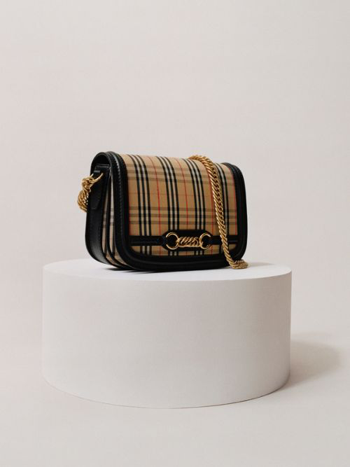 the 1983 check link bag with leather trim