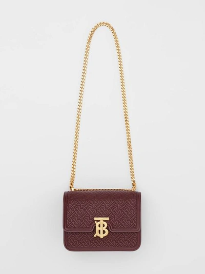 Shop Burberry Small Quilted Monogram Lambskin Tb Bag In Oxblood