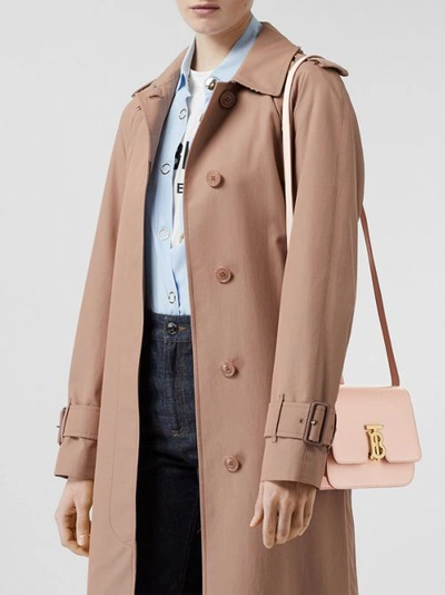 Shop Burberry Small Leather Tb Bag In Rose Beige