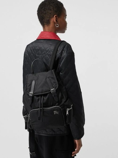 Shop Burberry The Medium Rucksack In Nylon And Leather In Black